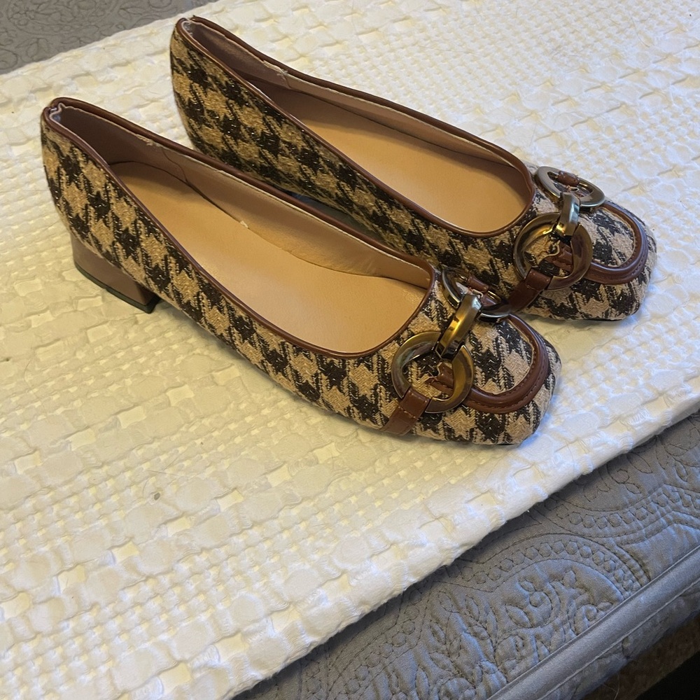 Brown Checkered Ballet Flats